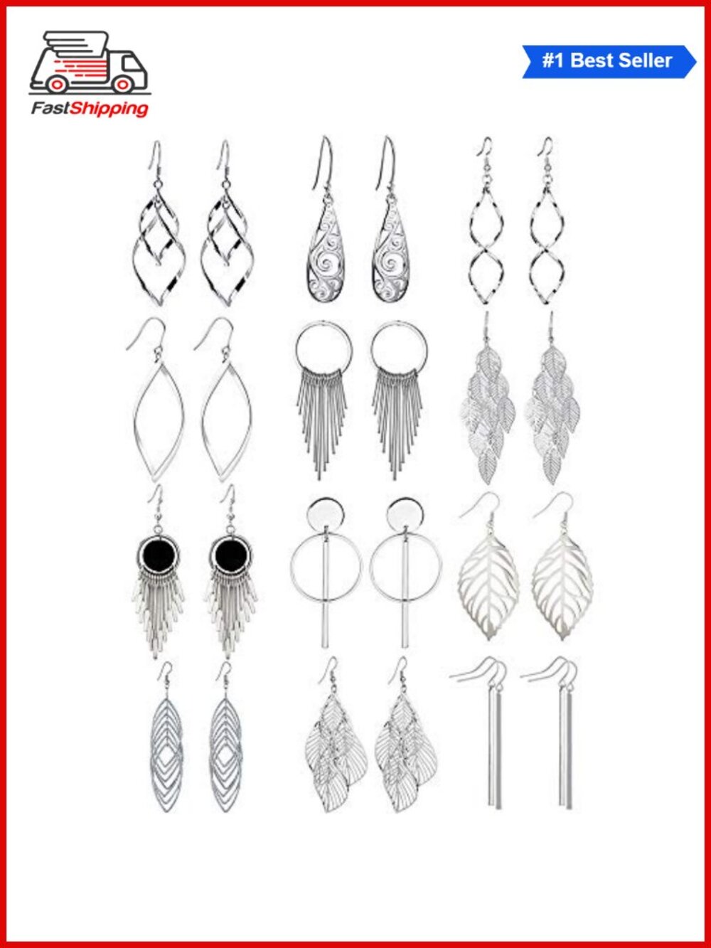 ✨ 12 Pairs Drop Dangle Earrings Boho Fashion Jewelry Vintage Statement Bohemian